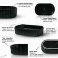 InArt rectangular counter top wash basin black matt, side angle view for contemporary washroom vanity