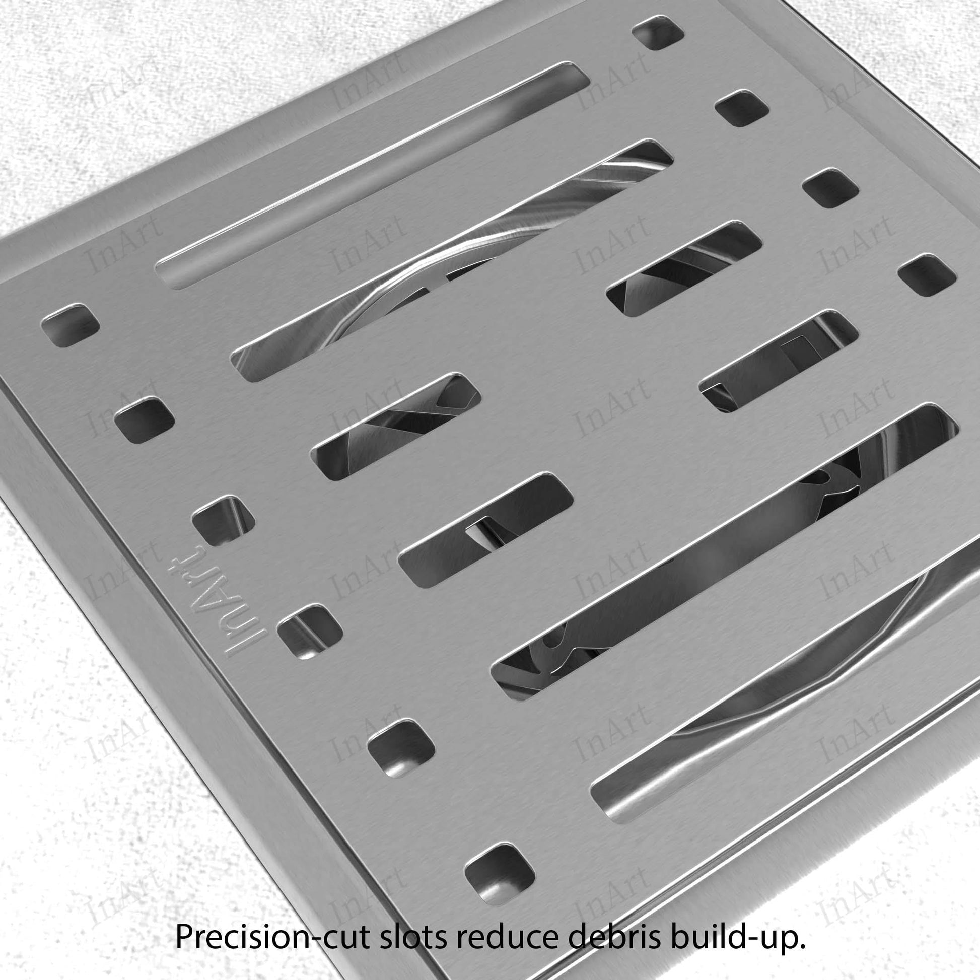 Modern bathroom floor drain jali 5x5 inch square grid, polished stainless steel washroom drain cover
