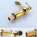 Designer waterfall basin tap in brass with single handle hot and cold mixer, gold finish, 3/4 angle view