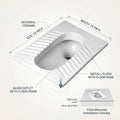Rectangular ceramic Orissa pan for bathroom use in white colour
