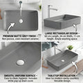 InArt modern table top wash basin design, matt grey rectangular basin, side angle for bathroom table top