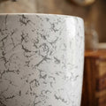 Round pedestal sinks for small bathrooms, compact 38x38 cm white marble finish basin in washroom
