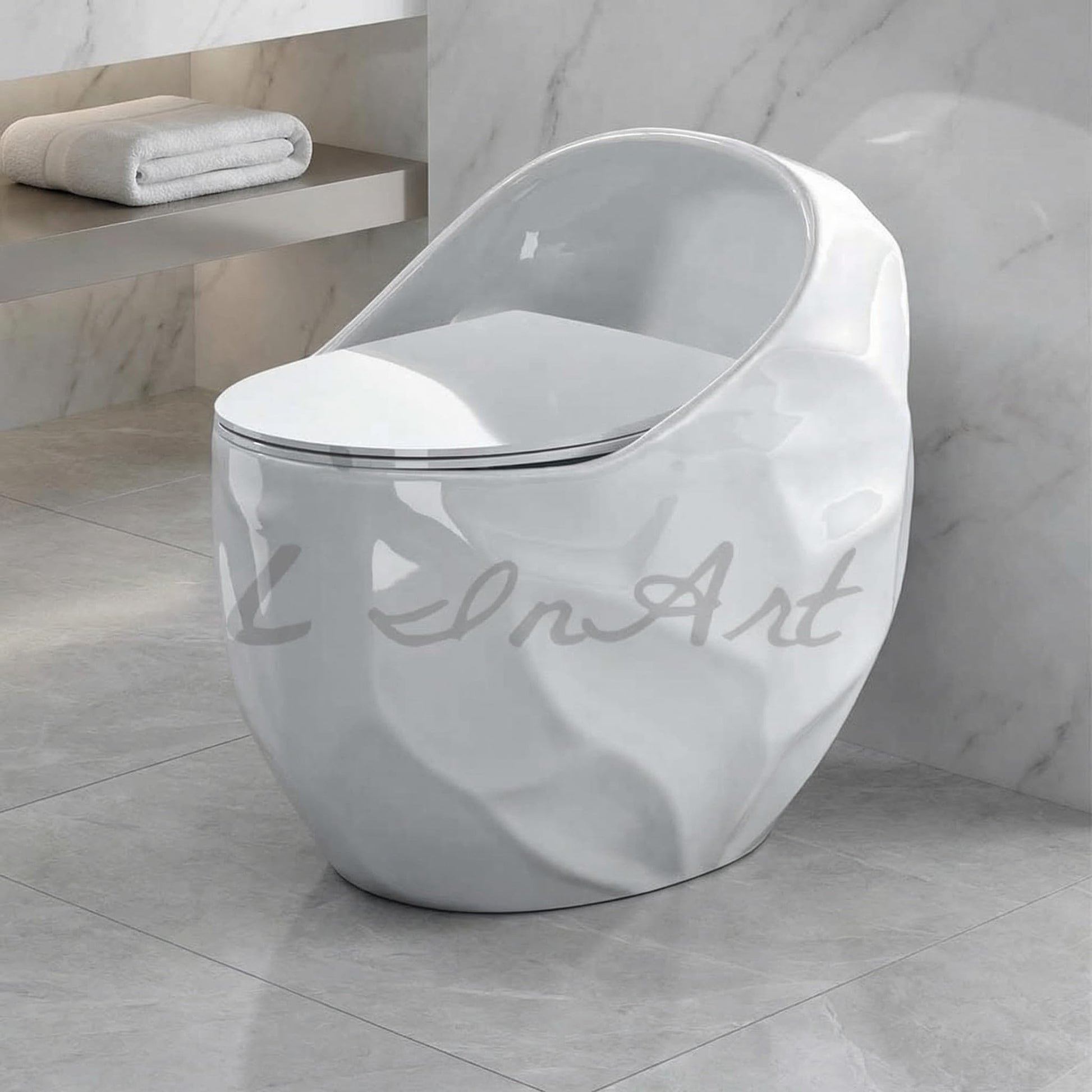 Western toilet full set price option by InArt, glossy white ceramic oval one-piece floor mounted commode