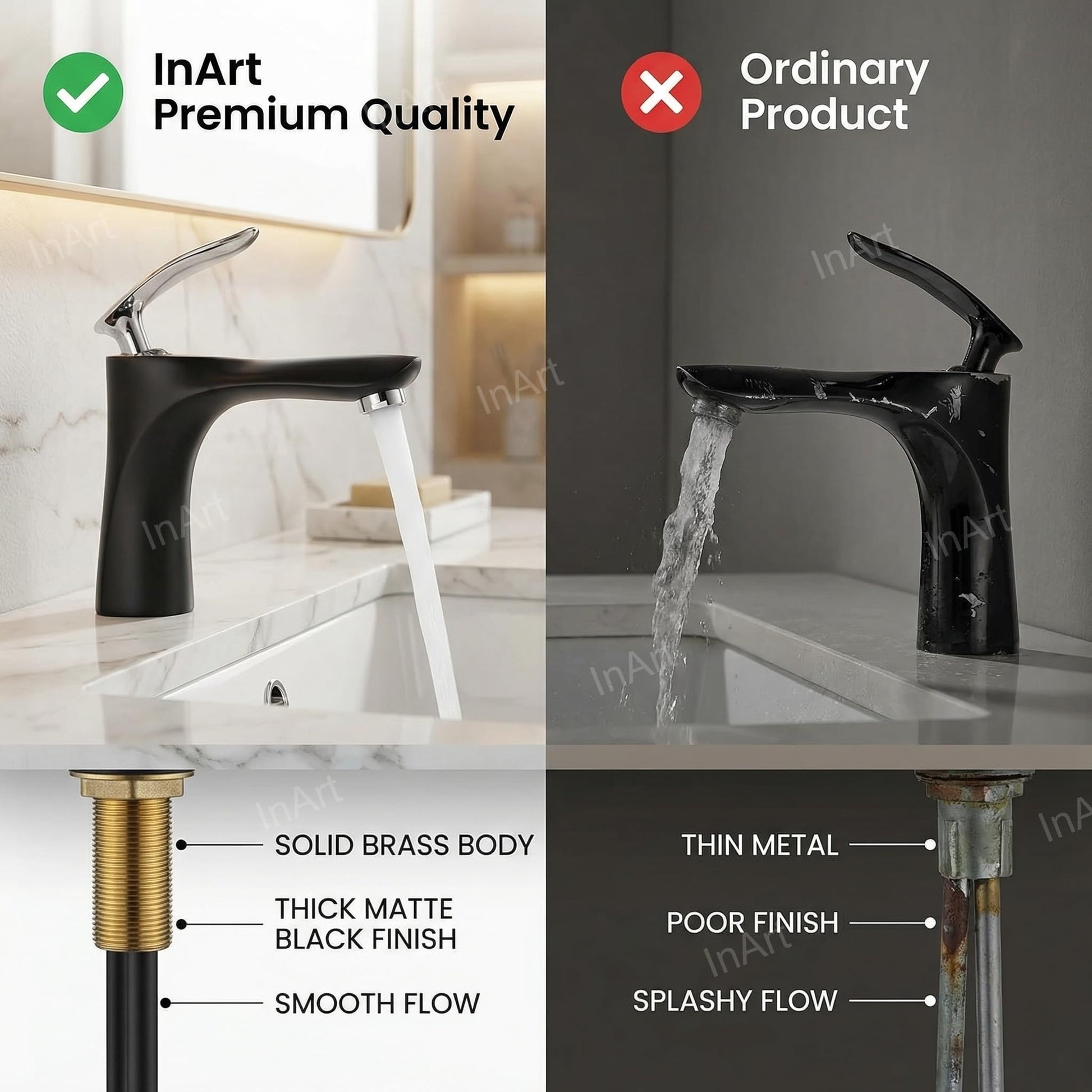 Wash basin mixer single lever with aerator spout detail, matte black brass basin mixer tap
