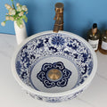 Blue ceramic wash basin for dining room wash basin area design, round table top basin on counter