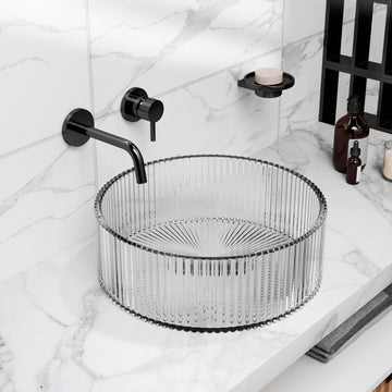 InArt circular transparent glass wash basin, glossy finish, modern glass bathroom sink