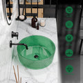 Modern green wash basin and cabinet compatible, glossy glass basin