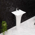 Premium ceramic pedestal wash basin price-friendly option, glossy white rectangular basin for modern bathroom