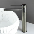 Installed look: gun grey basin mixer tap on wash basin, sleek bathroom taps & mixers for Indian washroom