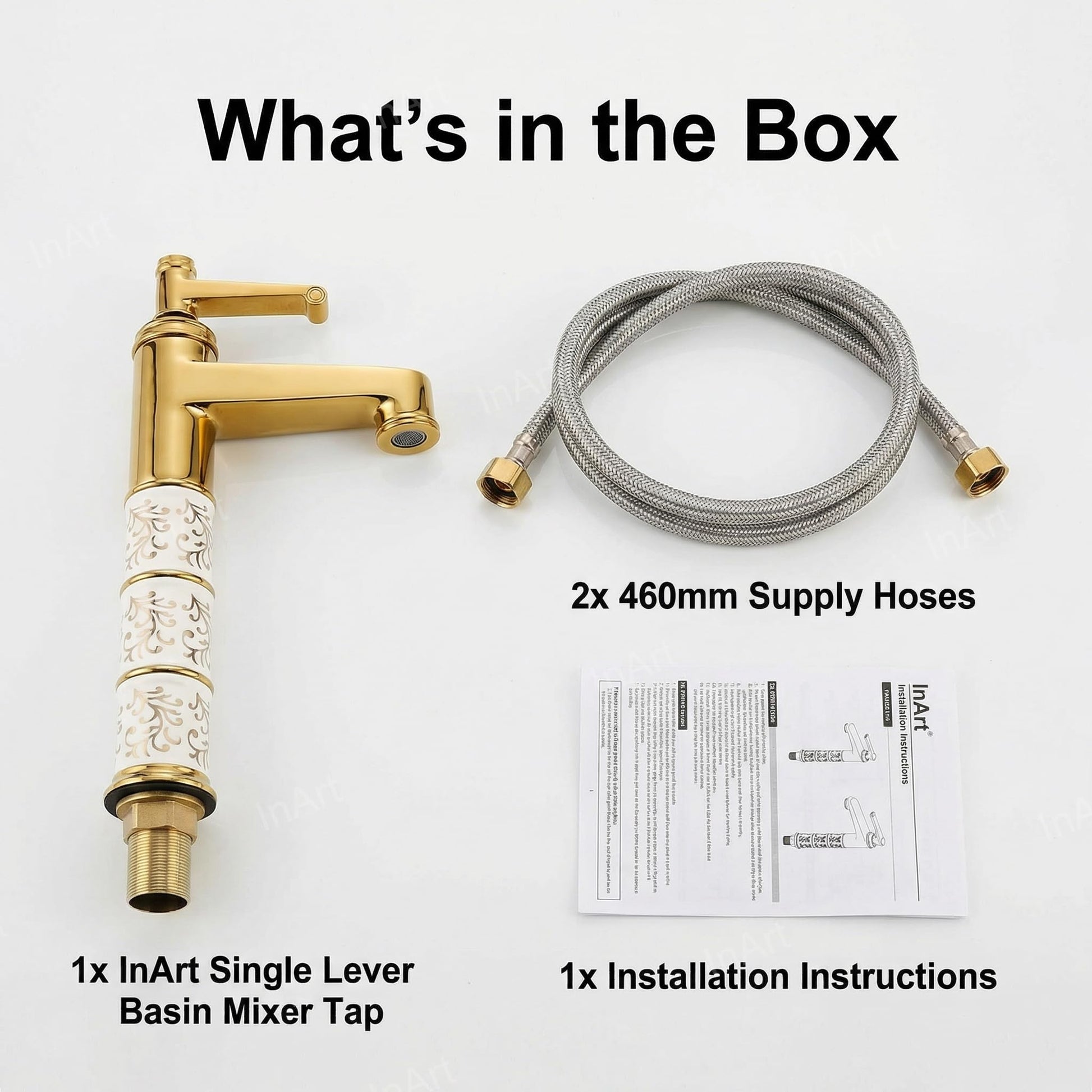 Single lever basin mixer tap in golden finish, top view showing handle movement and spout shape