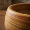 Square counter top basin with smooth rim and deep bowl, wooden brown ceramic for bathroom washroom