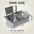 Kitchen tap with drinking water filter compatible tap on InArt 304 SS sink set with soap dispenser and strainer basket