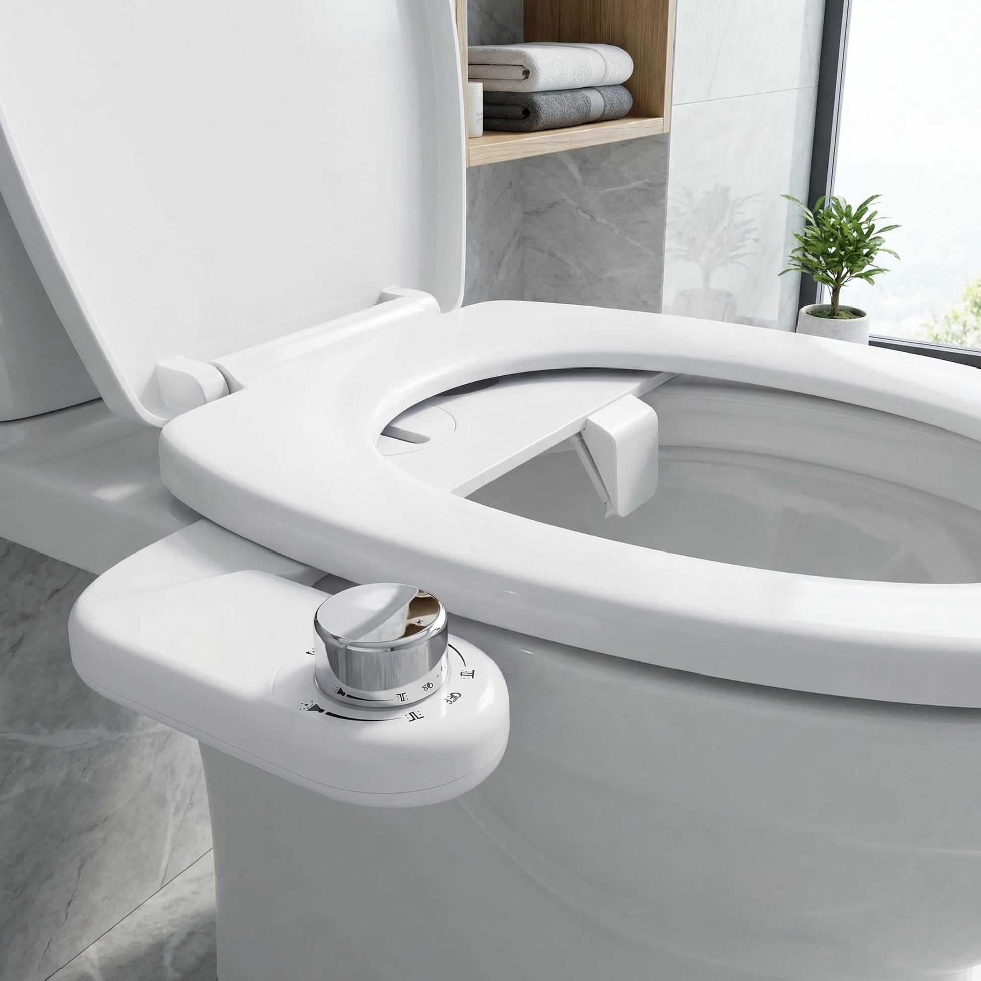 InArt bio bidet elite 3 non electric bidet attachment in white, plastic toilet seat bidet with handle