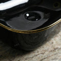 18 inch table top wash basin in black gold, counter top ceramic basin with glossy finish, top view
