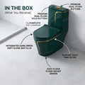InArt premium sanitaryware green floor mounted EWC in modern Indian bathroom setting with concealed S trap