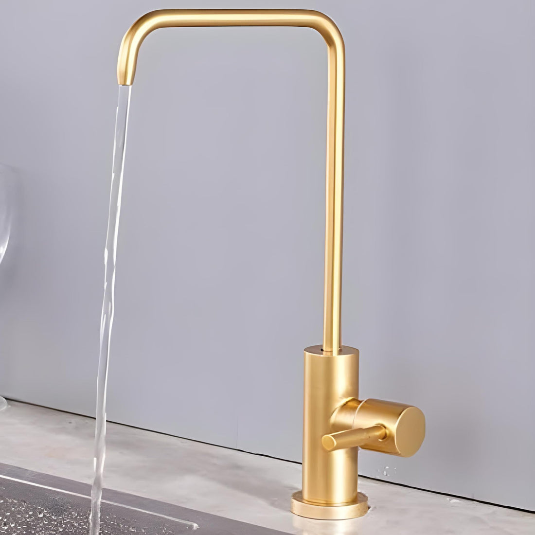InArt ro drinking water tap for kitchen sink in SS304 stainless steel, brushed gold square design
