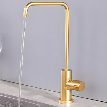 InArt ro drinking water tap for kitchen sink in SS304 stainless steel, brushed gold square design