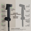 Washroom jet spray wall holder and hose fitting, matte black brass health faucet set installation view