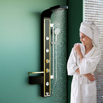 InArt shower panels for bathroom, 304 stainless steel rectangular wall mount shower panel in matte black gold