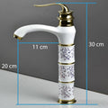 InArt designer taps for wash basin, antique white gold waterfall single lever basin tap, 3/4 angle view