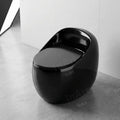 Glossy black western toilet commode in ceramic, sleek modern oval one piece design for Indian bathrooms