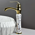 InArt single lever basin mixer tap in antique white gold, waterfall spout, zinc alloy body, 12 inch