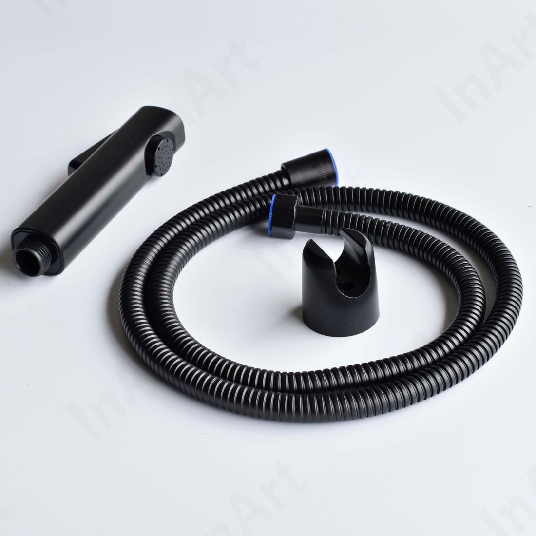 InArt ABS health faucet price matte black jet spray set with 1.2m hose, wall mounted for western toilet