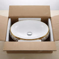 InArt table top wash basin buy online, 24x16 inch glossy white oval ceramic basin with golden border