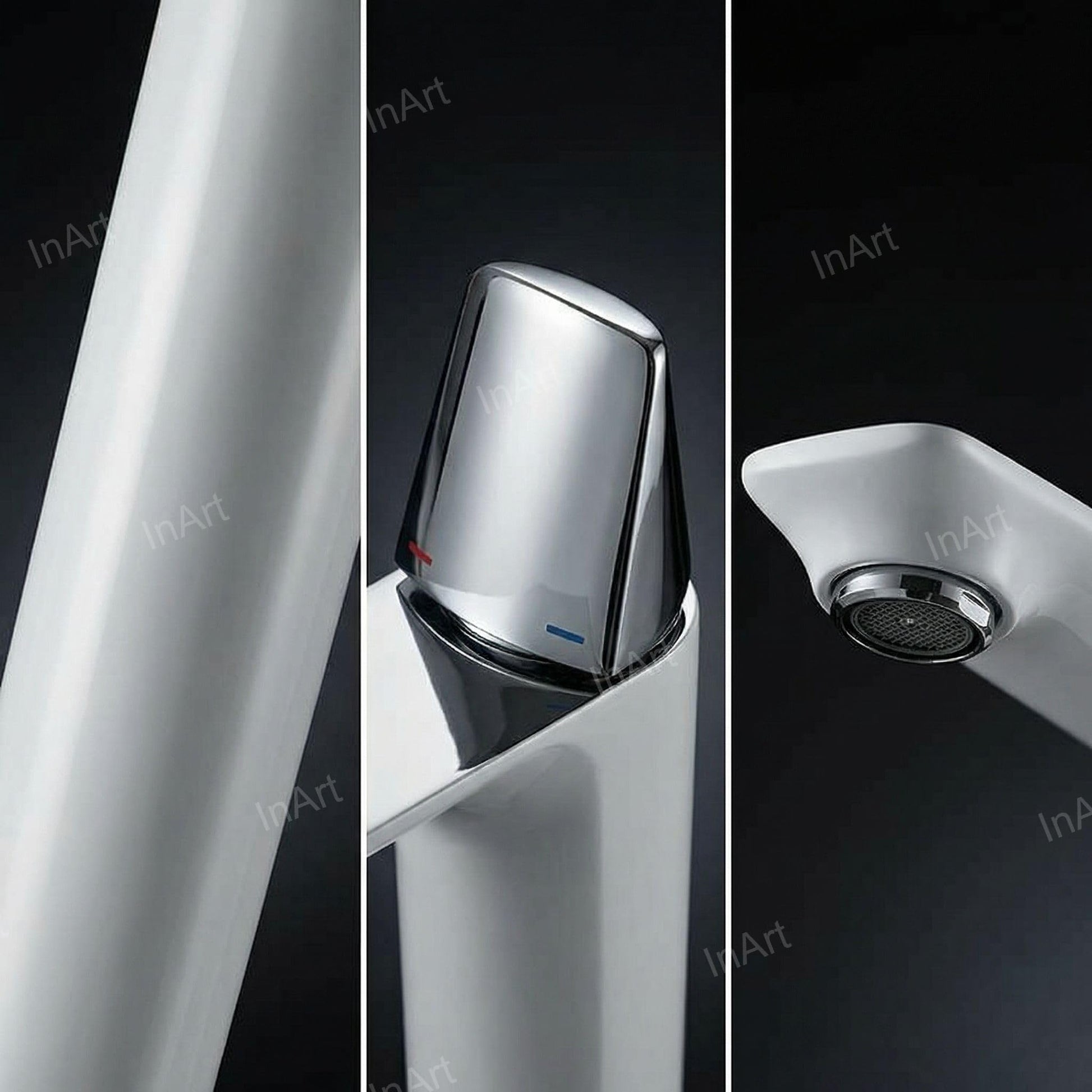 Tall body wash basin mixer tap with aerator spout, white brass basin mixer tap for smooth water flow