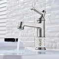 InArt designer taps for wash basin in chrome finish, deck mount basin mixer tap in a modern bathroom setting