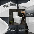 Ceramic western toilet one piece with soft close seat, square European commode side angle view