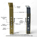 Luxury shower panel set gold finish, angled view showing rainfall and waterfall shower heads on tower panel