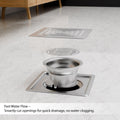 Anti-cockroach trap detail inside 5x5 square floor drain, 304 stainless steel bathroom drainer
