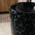 Round pedestal wash basin with smooth rim and deep bowl, contemporary black marble bathroom sink