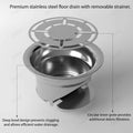 InArt bathroom floor drain cover with grid cut design, 5x5 inch stainless steel jali side angle