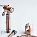 Jet spray for washroom with ergonomic grip, antique copper ABS health faucet set with flexible hose, side view