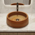 InArt tabletop washbasin 42x42 cm square ceramic basin, close-up of wooden brown finish texture