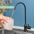 Close-up of InArt RO faucet tap spout in matte black, stainless steel drinking water filter tap detail