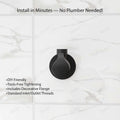 Ceramic disc angle valve drip free, black matte brass 1-way stop cock handle and cartridge detail