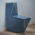 InArt ceramic floor mounted western toilet with soft close hydraulic seat cover, glossy blue one piece commode