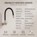 Single lever wall mounted kitchen faucet with aerator outlet for steady splash-reducing flow