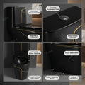 Black and gold western toilet seat, elongated one piece ceramic commode side angle for washroom
