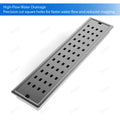 Designer shower drain channel for bathroom, rectangular 304 steel floor drainer with side hole, side angle