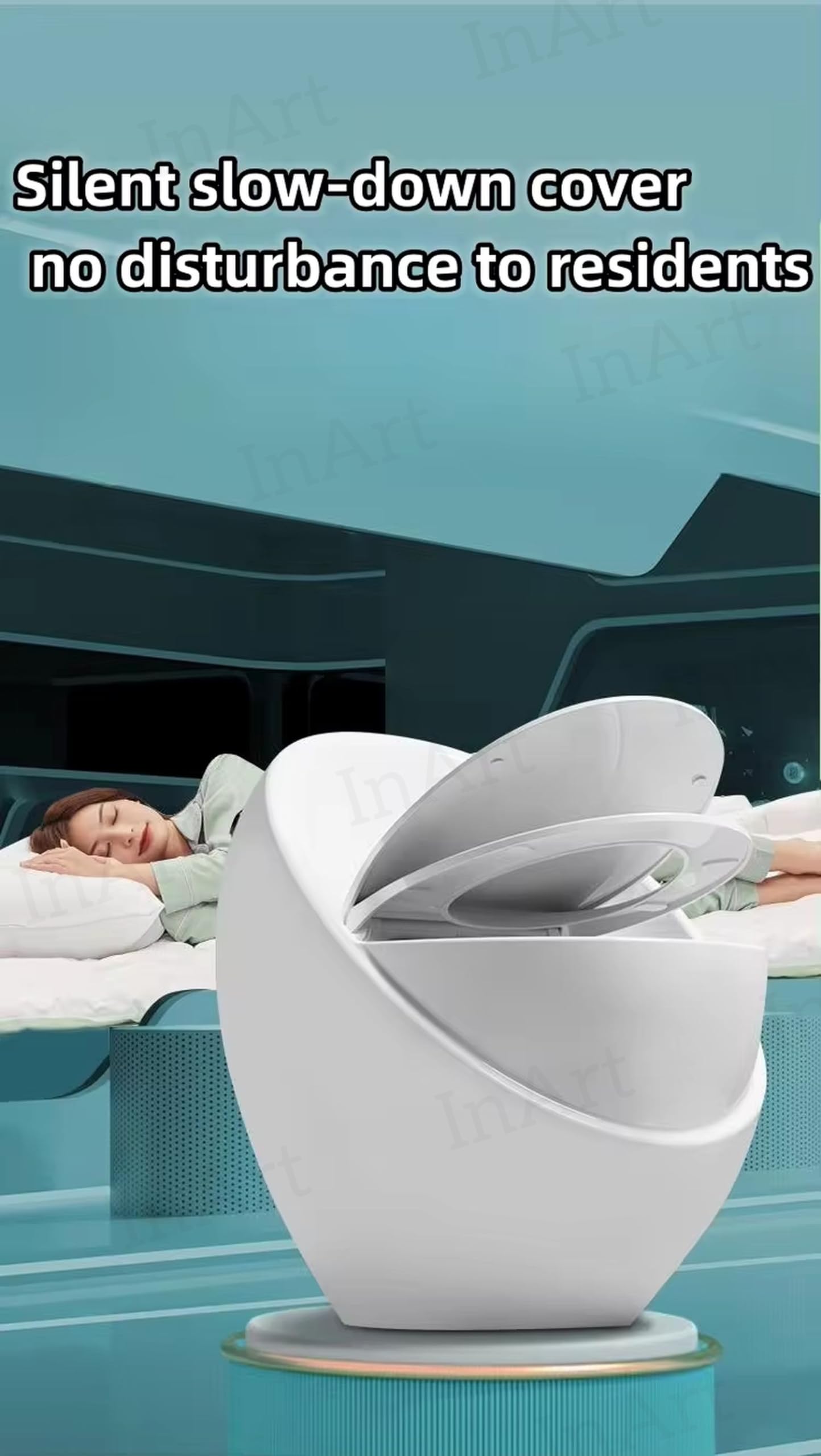 Modern bathroom interior with glossy white ceramic one-piece western commode, premium sanitaryware look