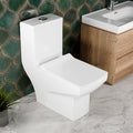 InArt ceramic single piece western toilet in glossy white, floor mounted one-piece commode with flush tank