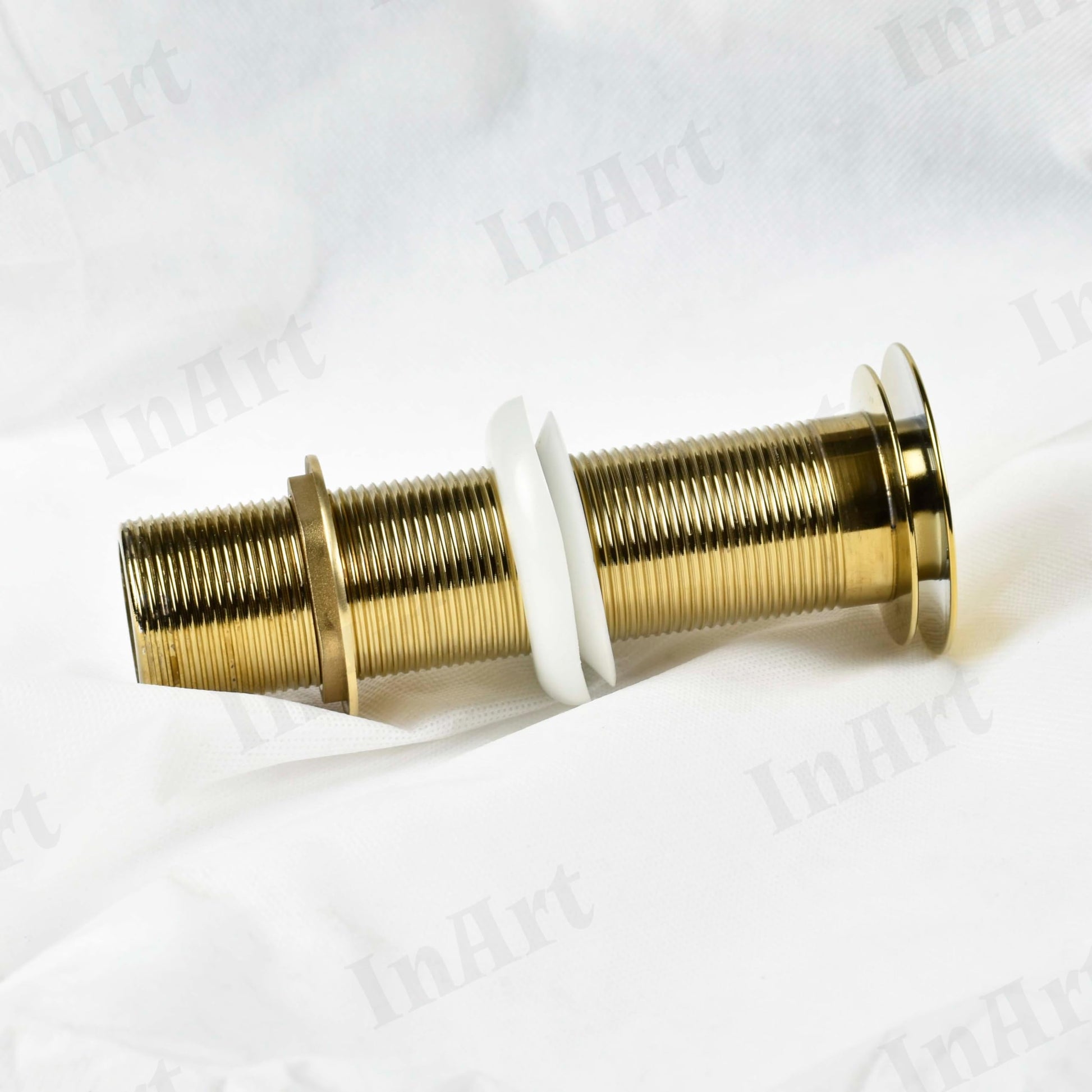 InArt gold pop up waste coupling for designer wash basin, 7 inch brass waste coupling, side angle