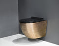 Hindware wall mounted commode style InArt rimless ceramic oval wall hung WC in rose gold finish, front view