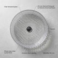 Designer transparent glass wash basin design, square diamond shape table top basin, side angle view