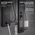 Handshower with hose on InArt black shower panel, wall-mounted rectangular shower column