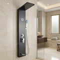 InArt 4 in 1 shower panel set with rainfall and waterfall shower head, LED display, mirror black